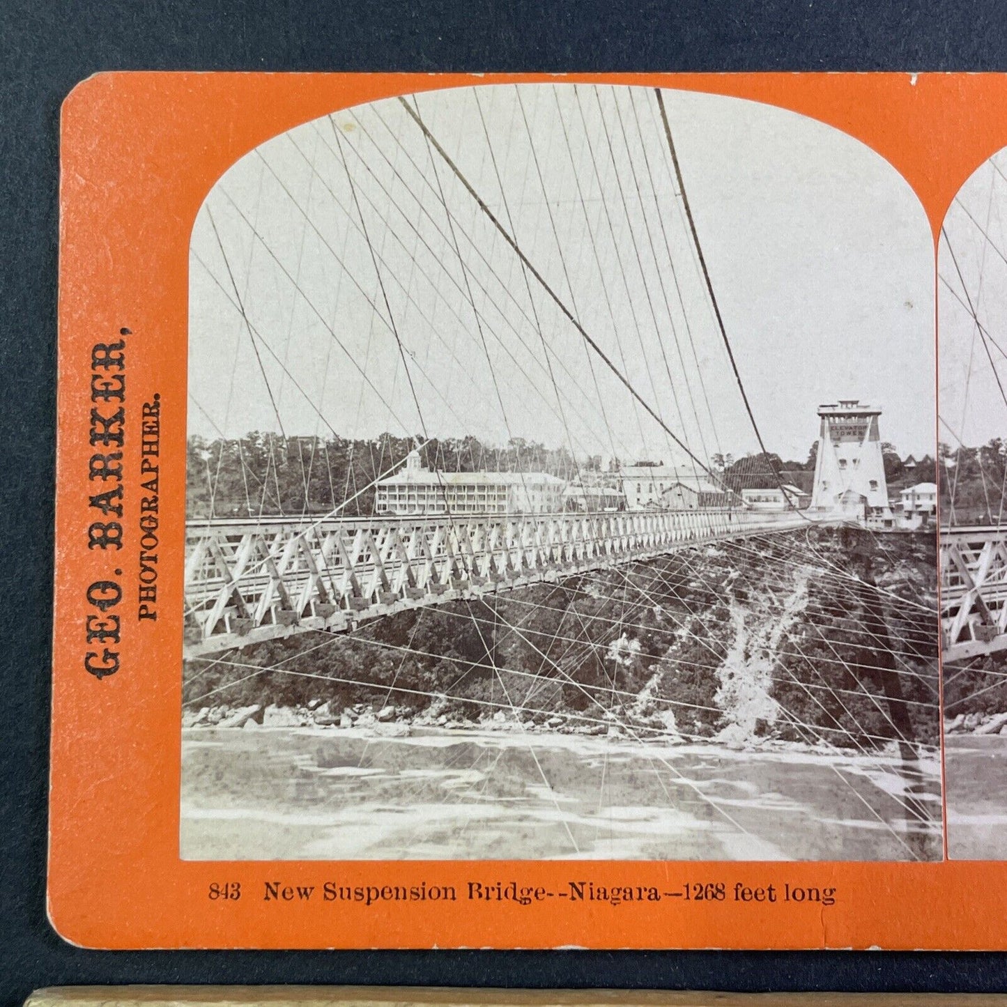 Canada Southern Railroad Suspension Bridge Stereoview George Barker c1870s Y2534