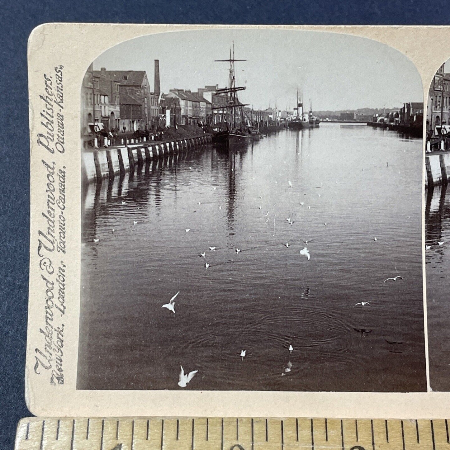 Antique 1901 City Of Cork Ireland Port View Stereoview Photo Card V3205