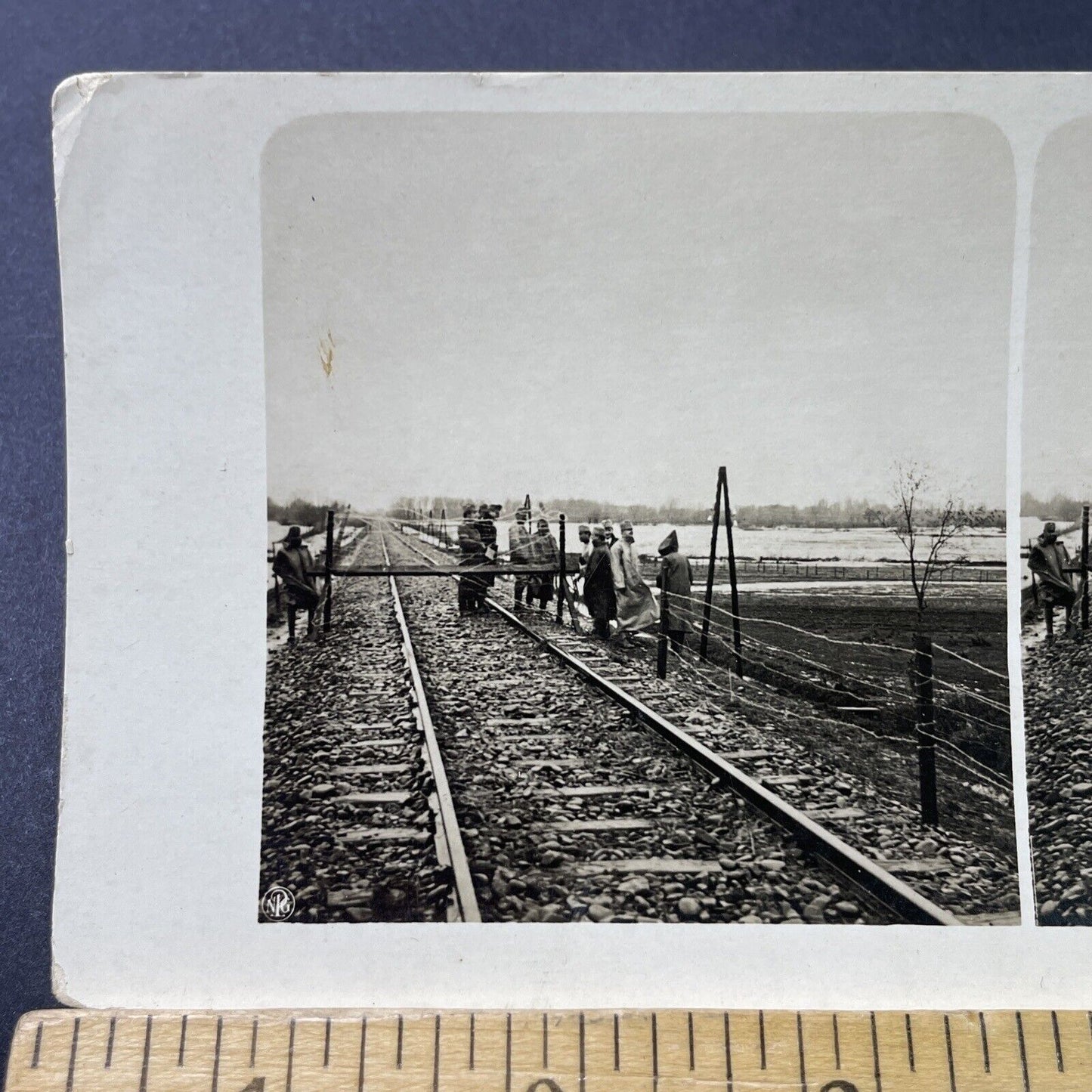 Antique 1916 German Defenses On The Railroad WW1 Stereoview Photo Card P3049