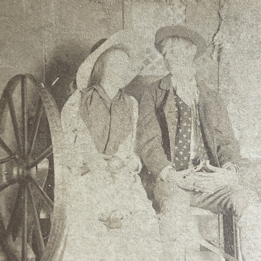 Antique 1890s Dutch Frisian Couple Blush In Barn Stereoview Photo Card P4812