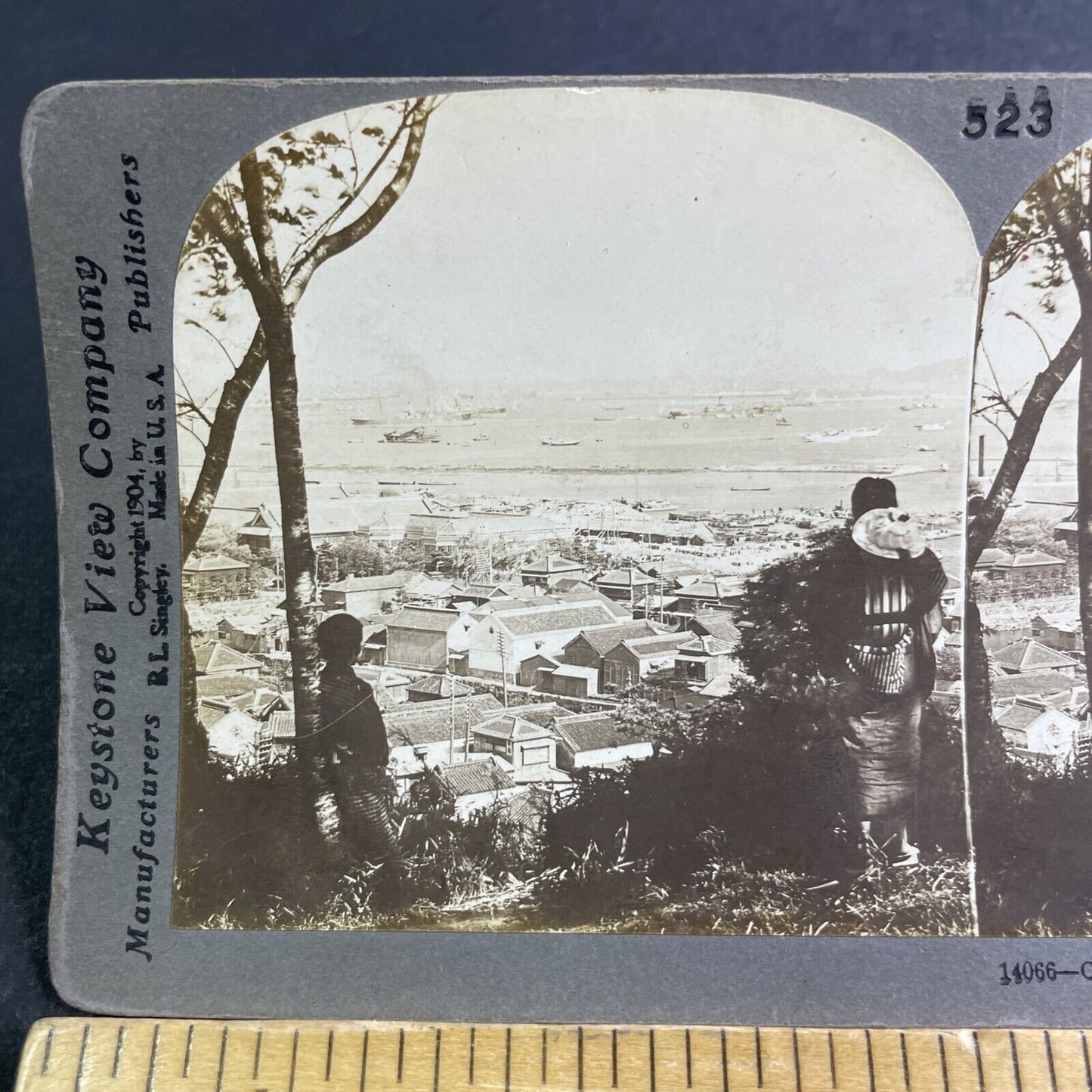 Antique 1904 City View Yokohama Japan Stereoview Photo Card P2103