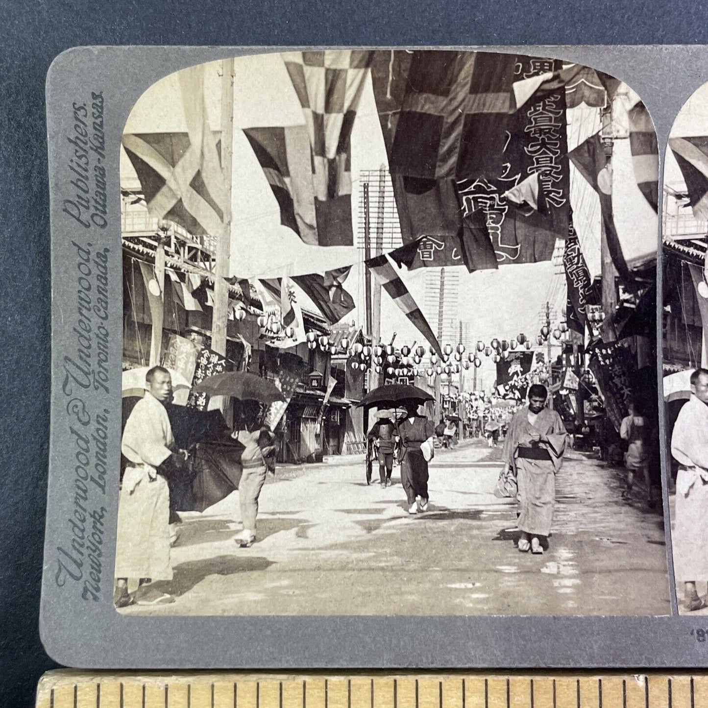 Theater Street Osaka Japan Dotombori Stereoview Antique c1904 Y2841