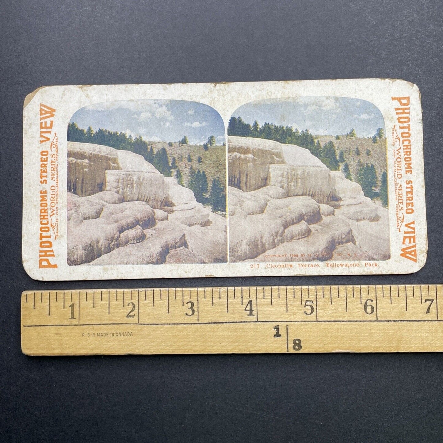 Antique 1905 Cleopatra Terrace Yellowstone Park Stereoview Photo Card P580-054