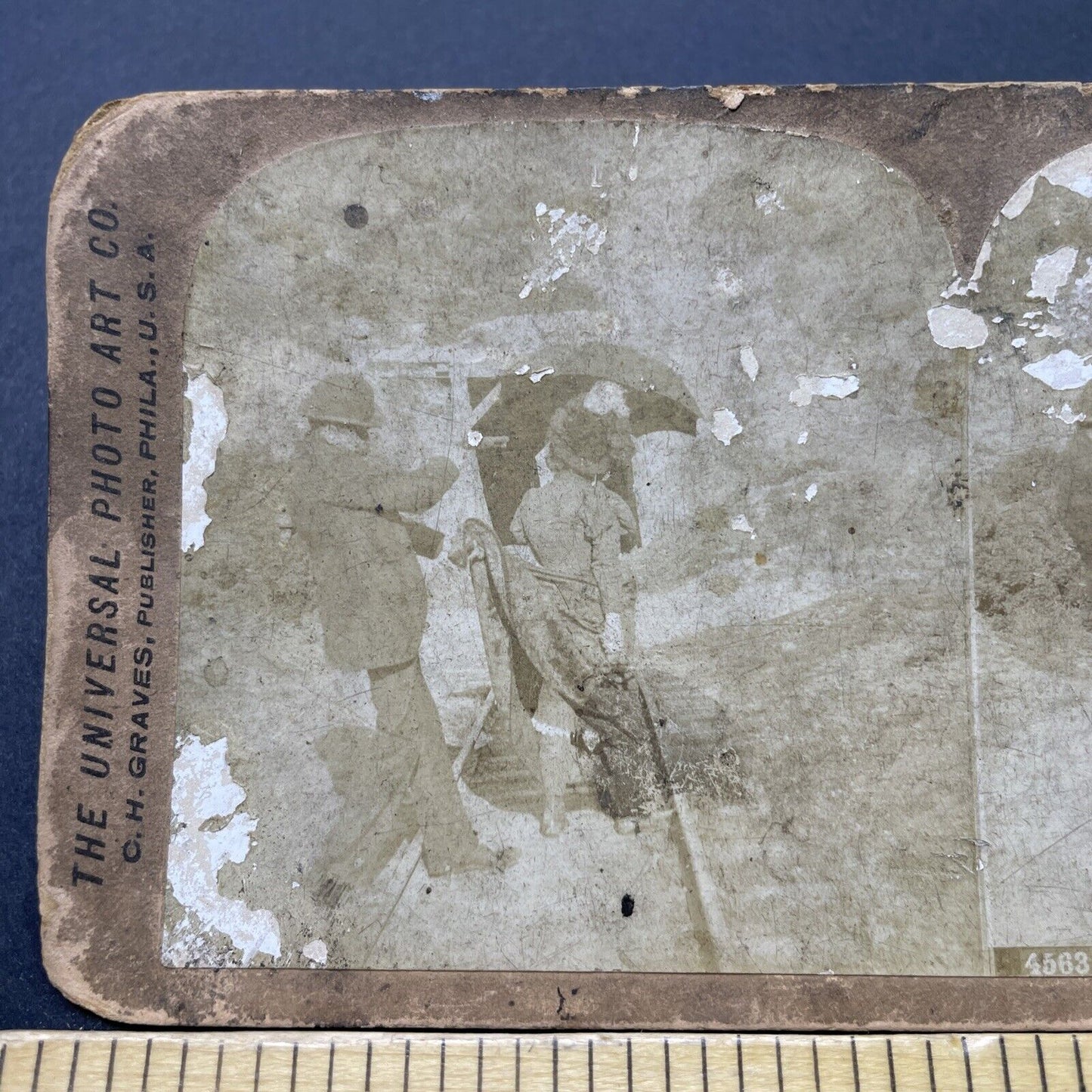 Antique 1880s Man Looks Up A Woman's Dress Stereoview Photo Card P2547