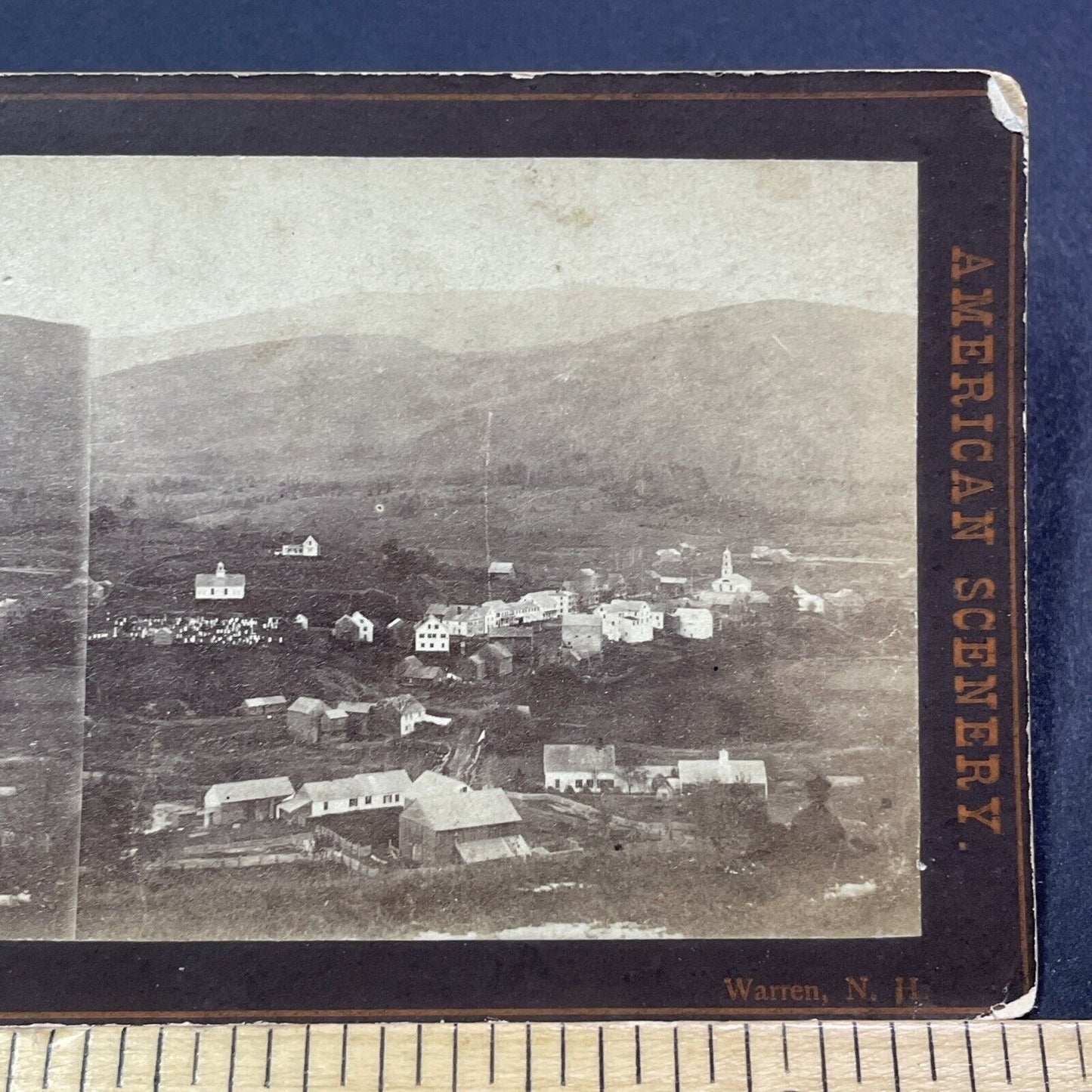 Antique 1870s Downtown Warren New Hampshire Stereoview Photo Card V1927