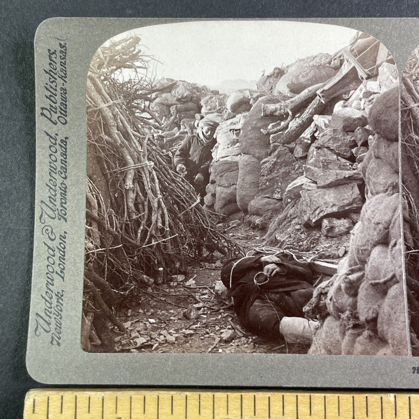 Japanese Trench Warfare Stereoview Russo-Sino War Antique c1905 X4194