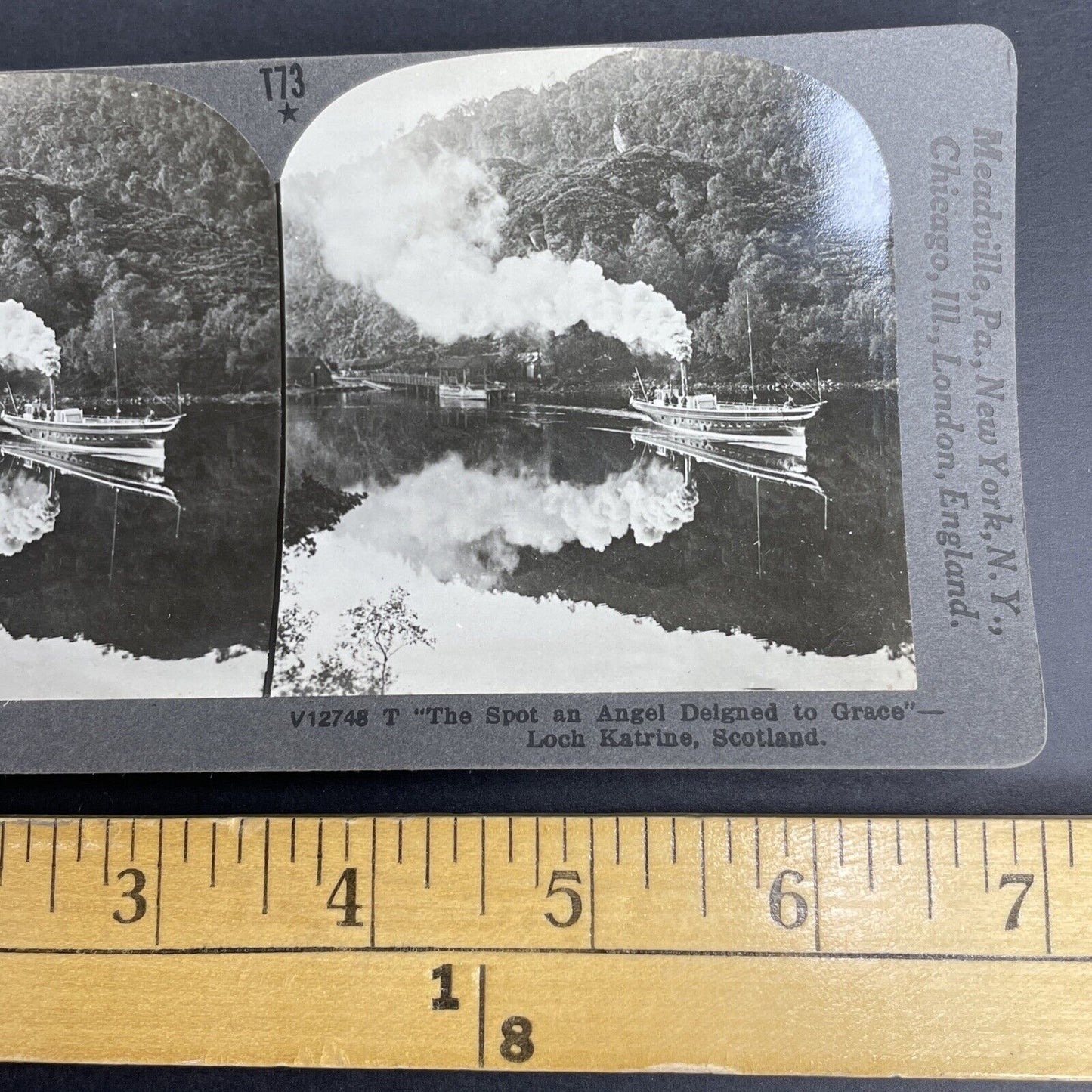 Antique 1908 Loch Katrine Passenger Steamship Stereoview Photo Card P943