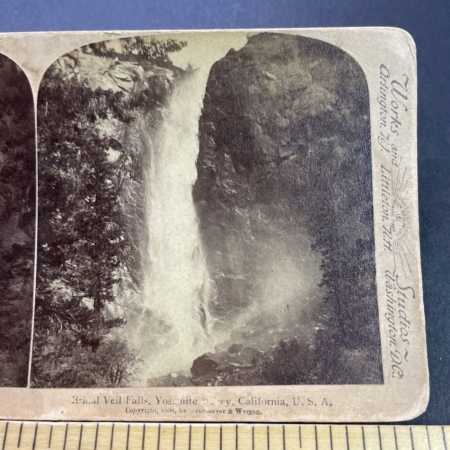 Antique 1898 Bridalveil Bridal Veil Falls Yosemite Stereoview Photo Card P3530