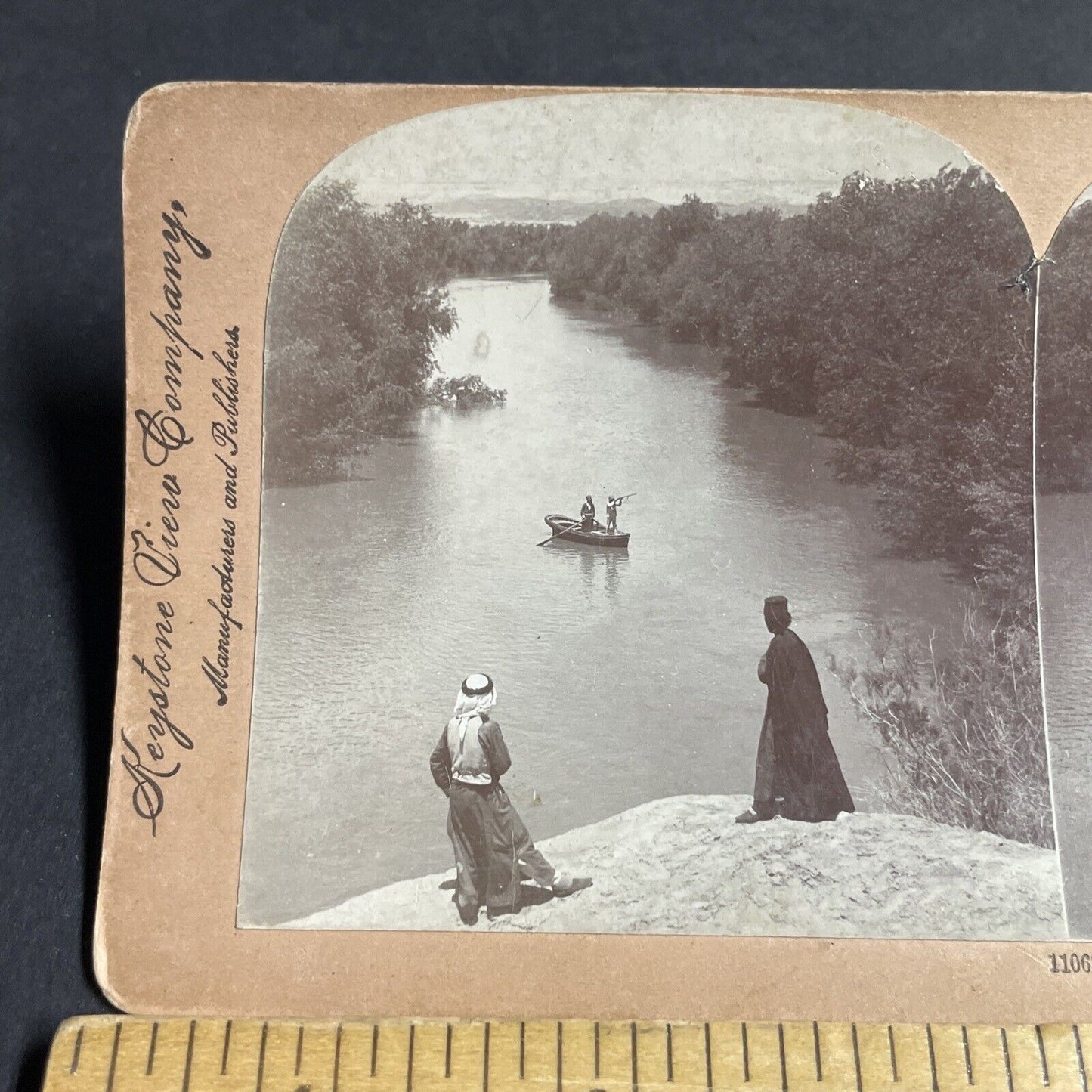 Antique 1900 Duck Hunting In Jordan & Israel Stereoview Photo Card P4279