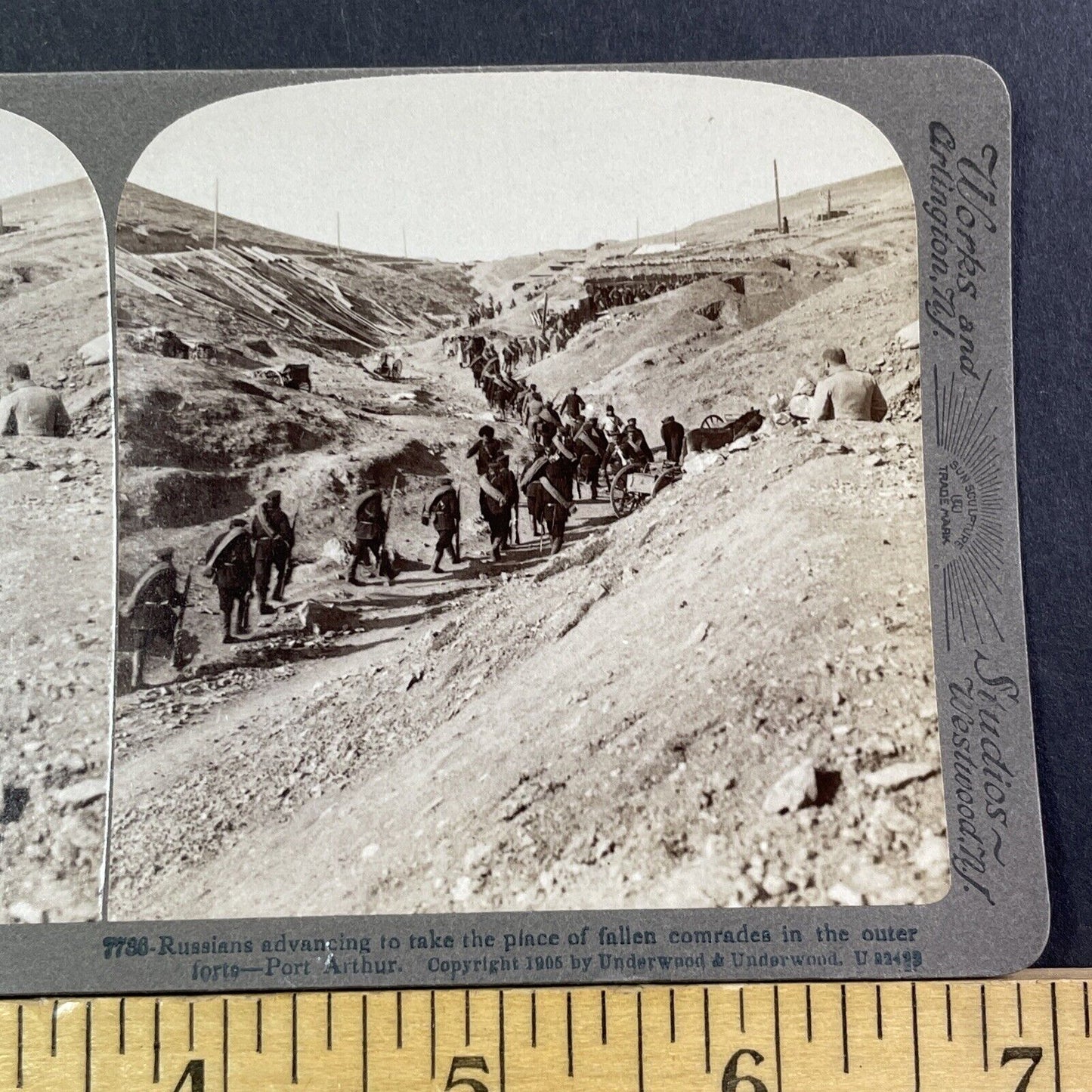 Russian Reinforcements Arrive Stereoview Russia-Sino War Antique c1905 X3813