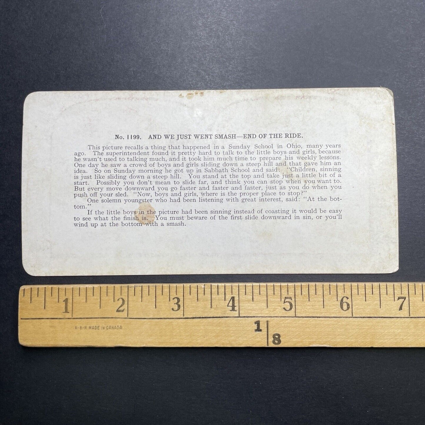 Antique 1892 Children Crash Sledding Tobogganing Stereoview Photo Card P1226