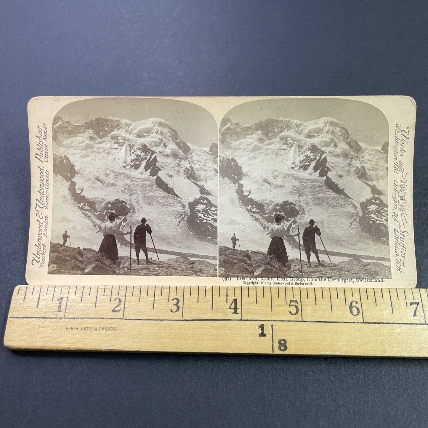 Antique 1901 Breithorn Mountain Switzerland Italy Stereoview Photo Card P3793