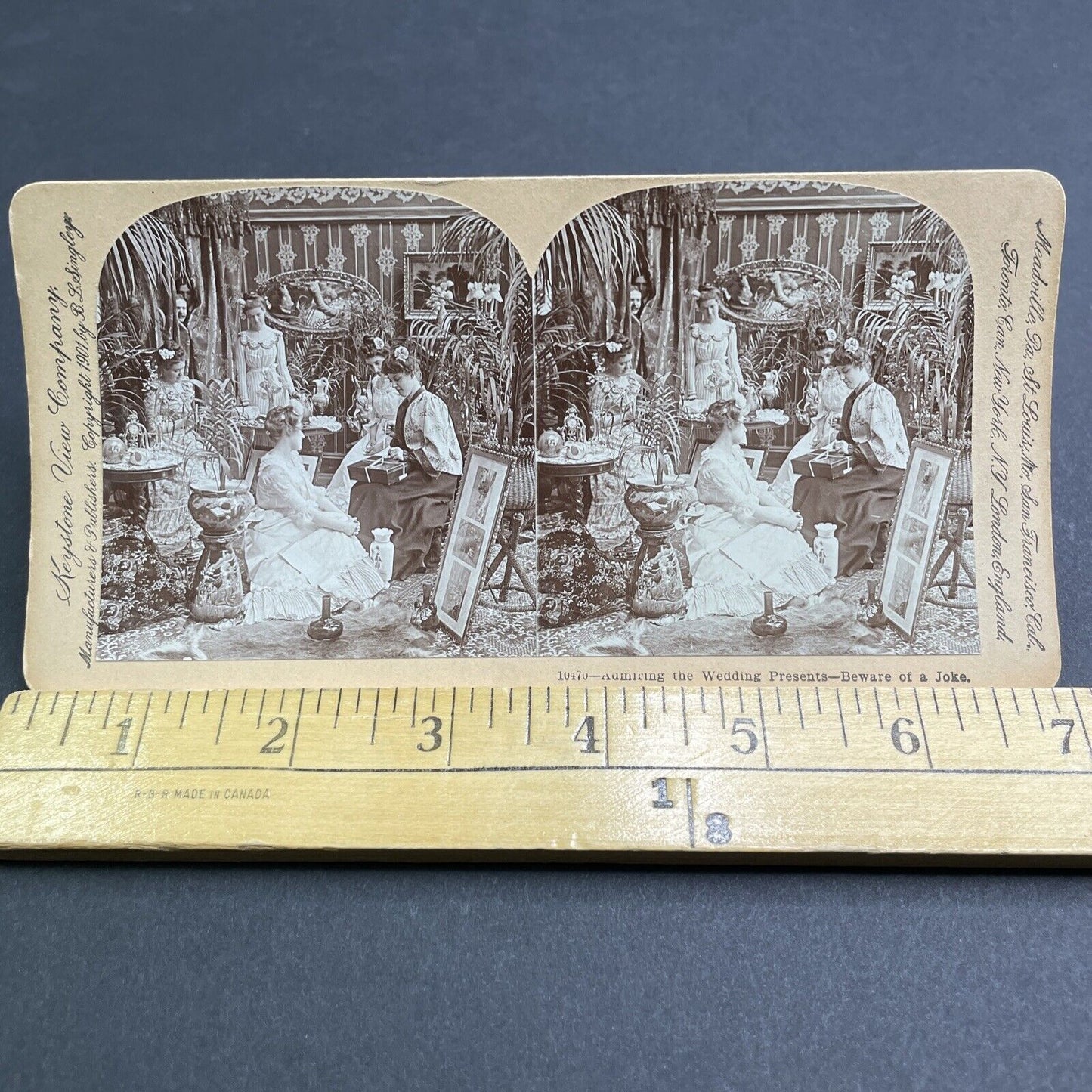 Antique 1901 Wealthy Woman Receives Wedding Presents Stereoview Photo Card P1918