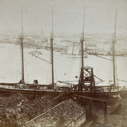 Antique 1899 Large US Wooden Ship Havana Cuba Stereoview Photo Card P4984