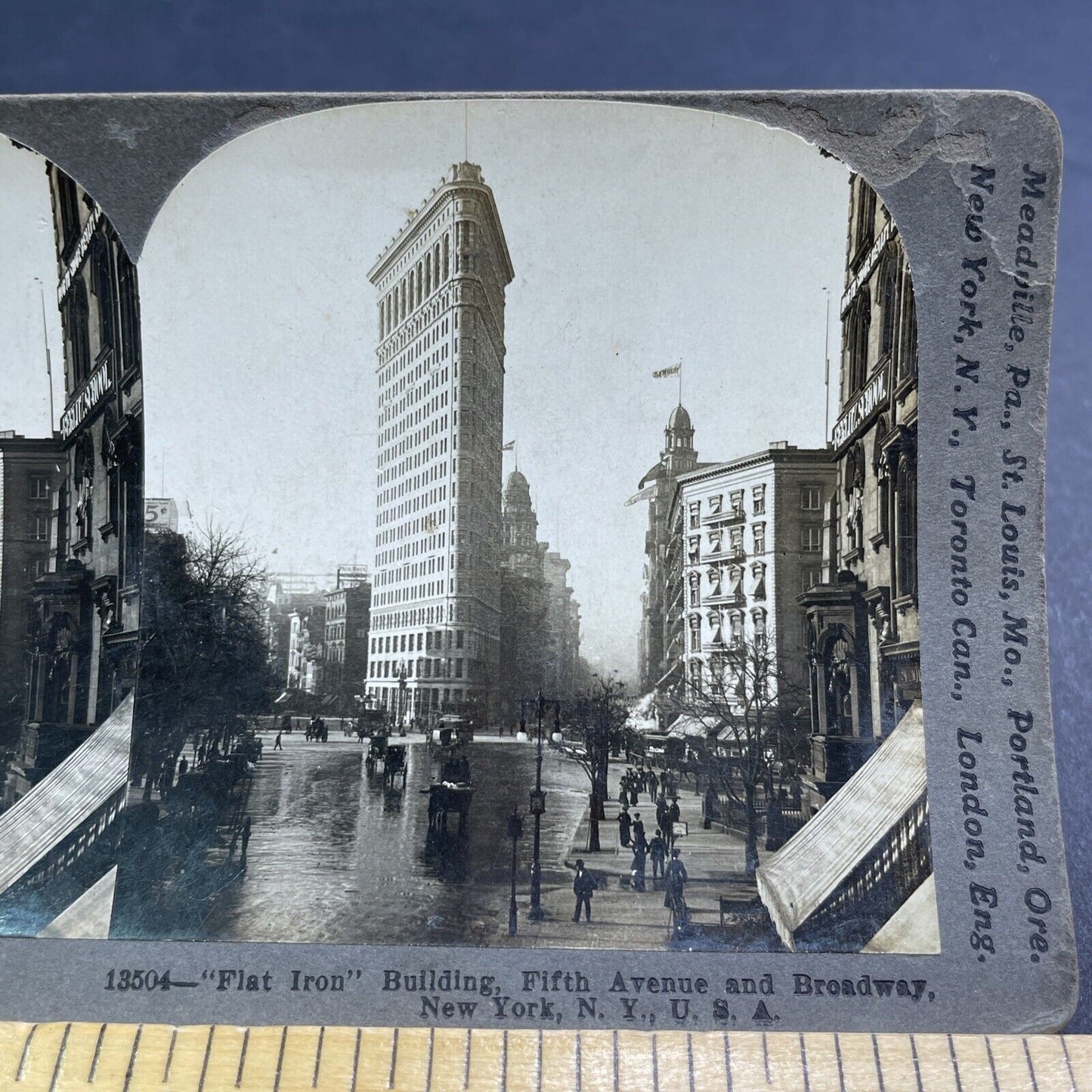 Antique 1903 Flat Iron Building Manhattan New York Stereoview Photo Card P1930