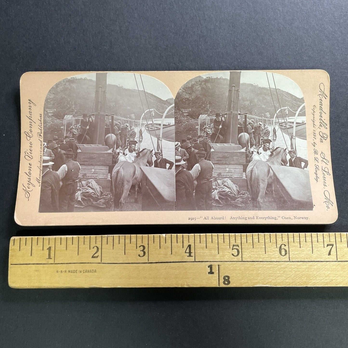 Antique 1897 Livestock Ferry Osen Norway Stereoview Photo Card P1574