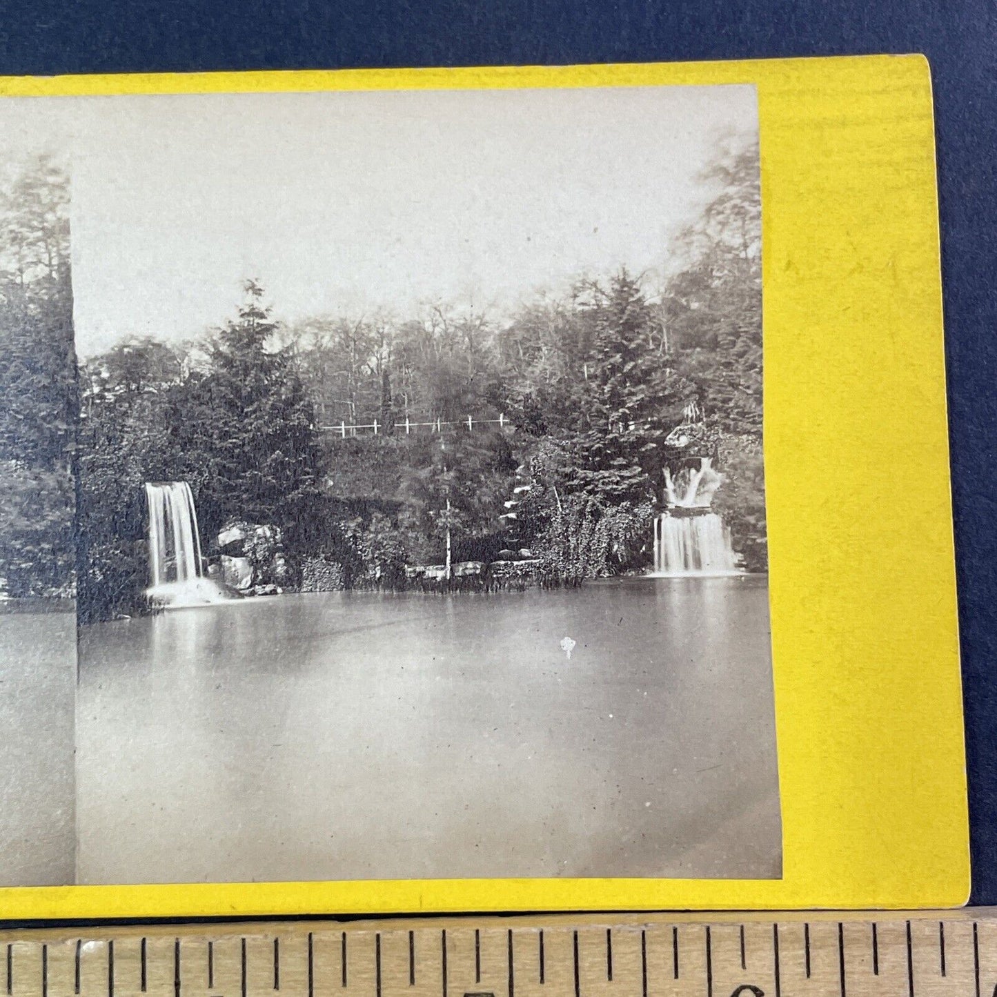 Lake Inferior Waterfall Stereoview Bois de Boulogne Paris Antique c1872 X1860