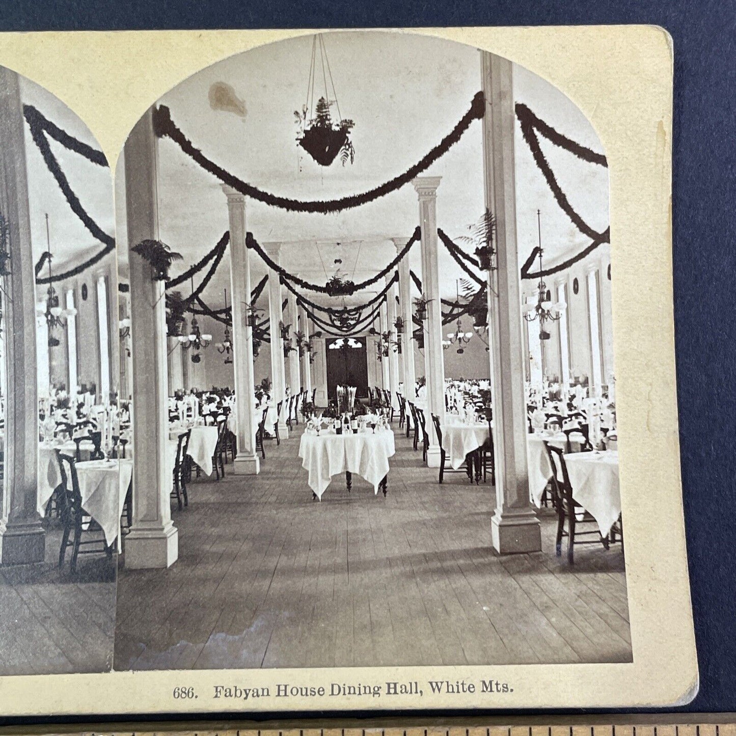 Fabyan House Dining Hall New Hampshire Stereoview Antique c1870s Y2159