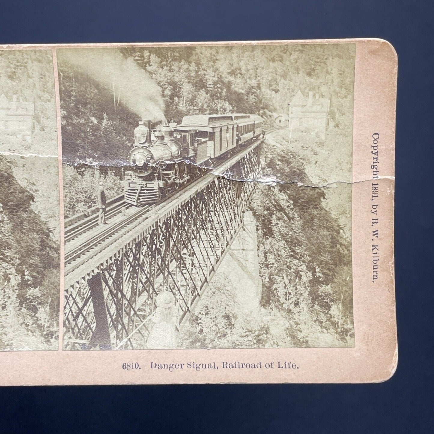 Antique 1891 Crawford Notch Railroad New Hampshire Stereoview Photo Card P1804