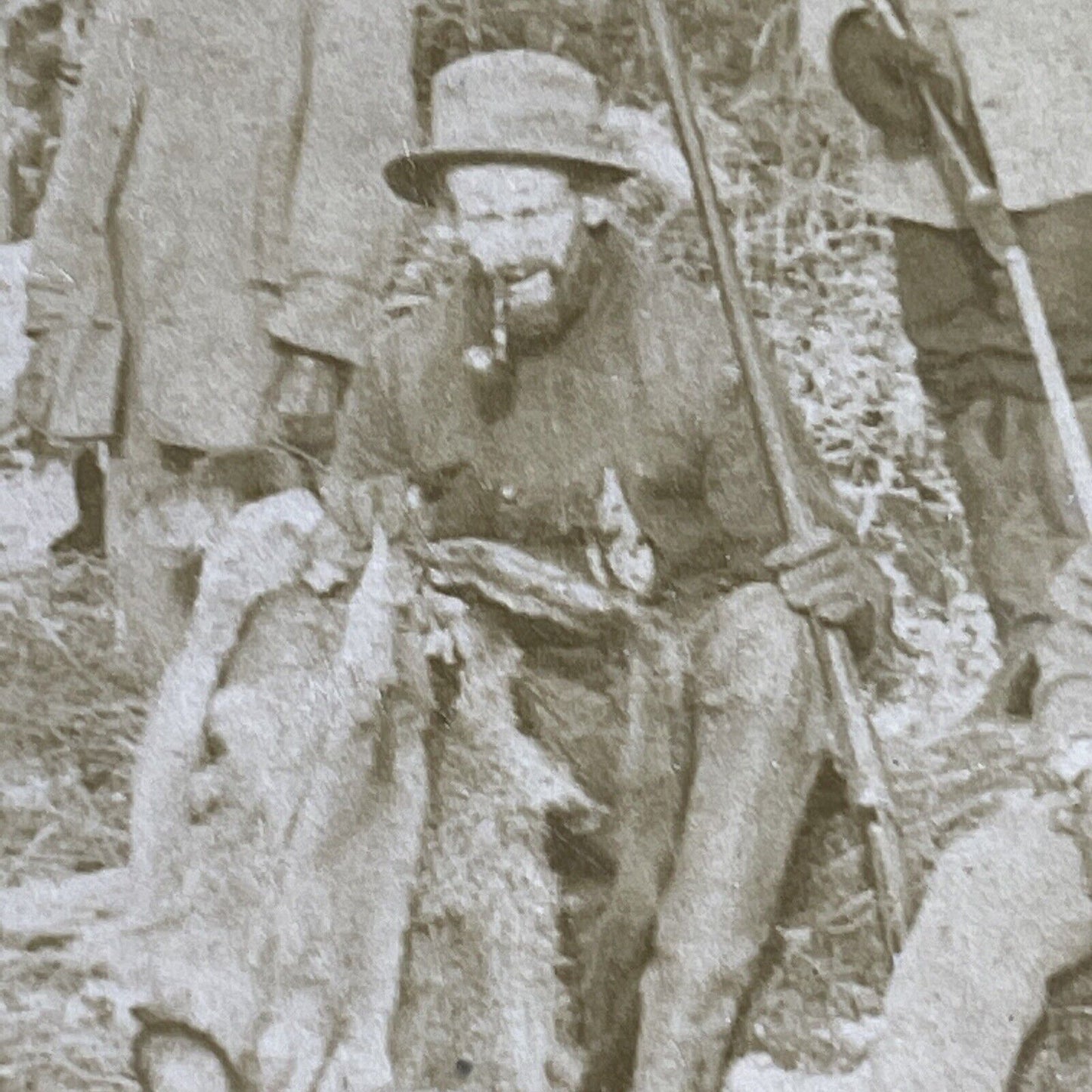 Antique 1888 Benjamin W. Kilburn Skinning A Deer Stereoview Photo Card P1661