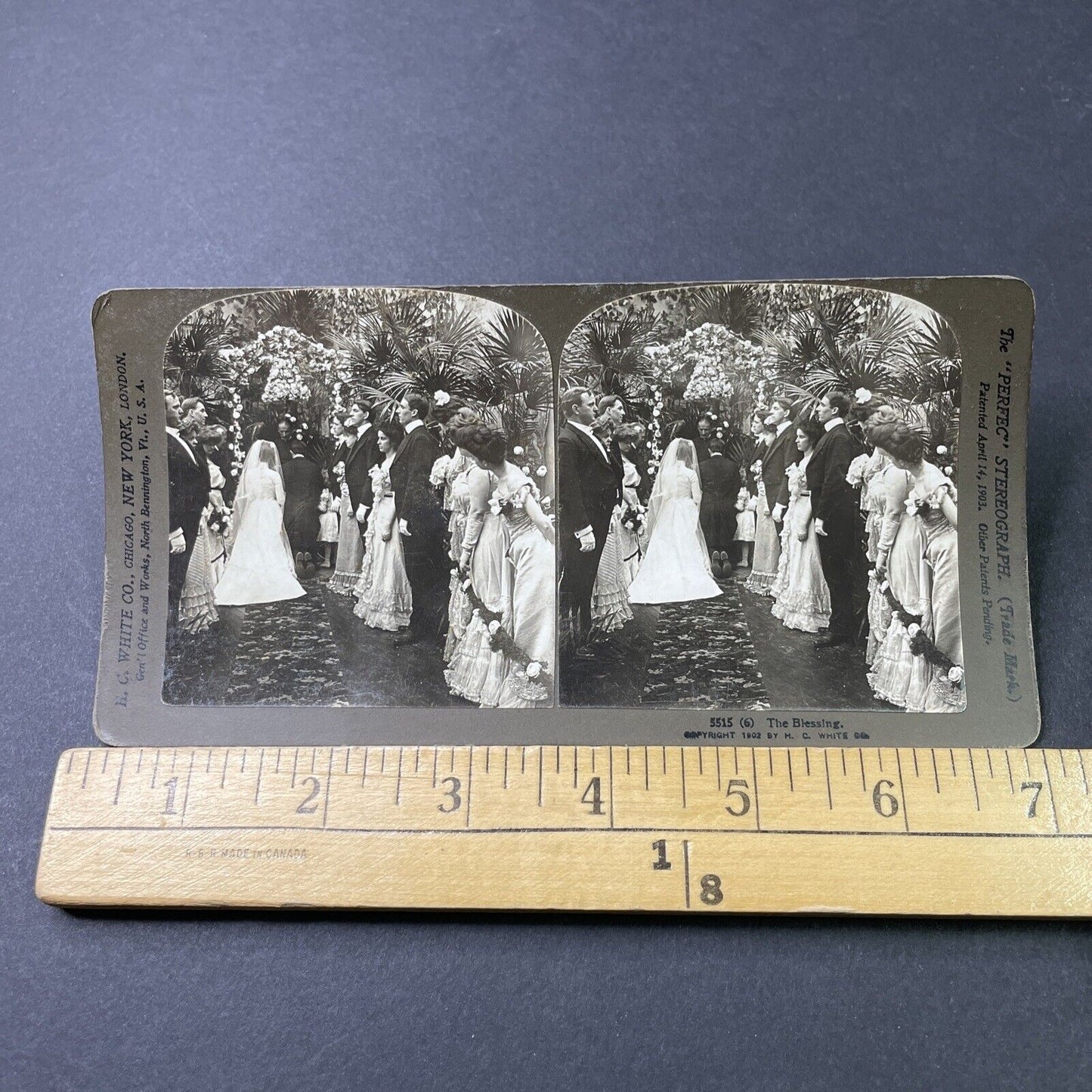 Antique 1903 Victorian Minister Blesses Bride, Groom Stereoview Photo Card P2968