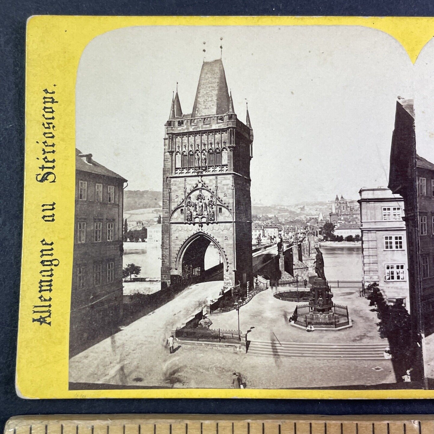 Old Town Bridge Tower Prague Czech Republic Stereoview Antique c1870s Y2191