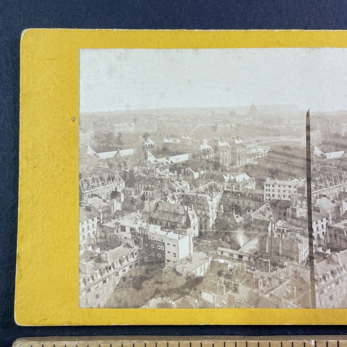 Paris France Panorama View Stereoview Yellow Card Antique c1860 X3844