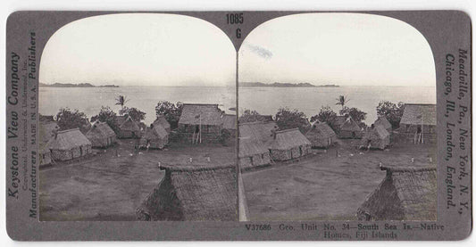 Antique 1898 Native Labor Camp Settlement Fiji islands Photo Card P011