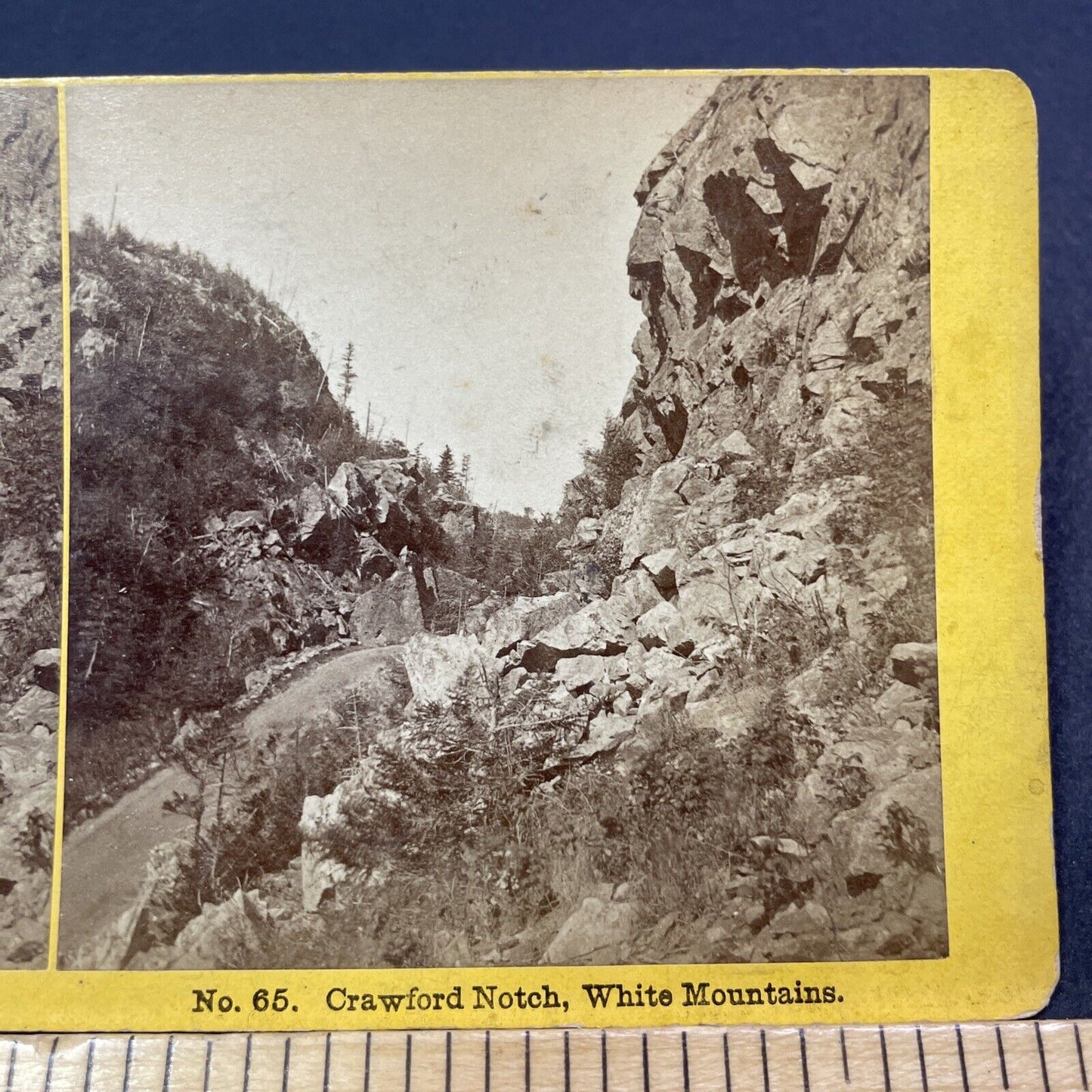 Antique 1870s Crawford Notch Horse & Buggy Road NH Stereoview Photo Card V1996