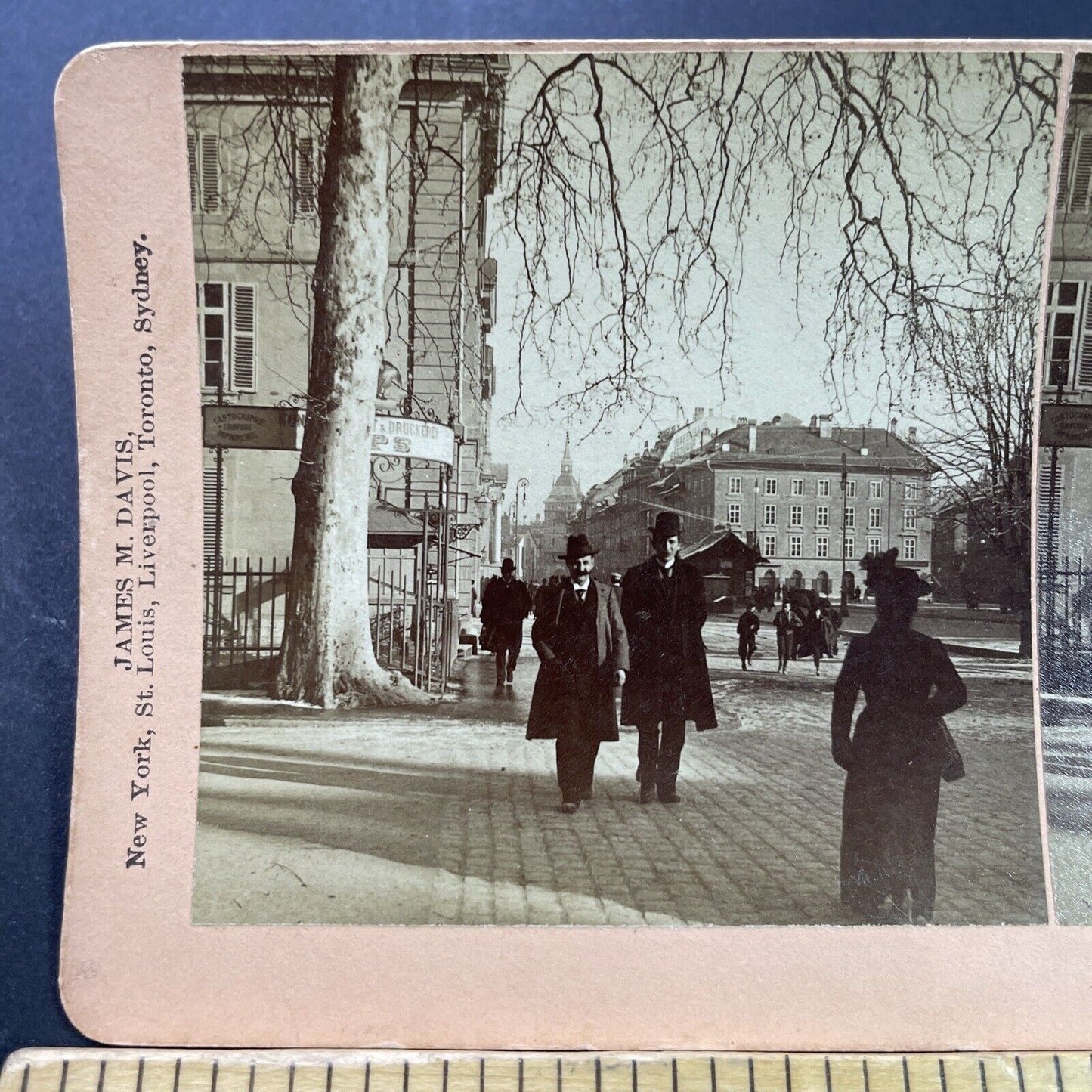 Antique 1901 Businessmen In Bern Switzerland Stereoview Photo Card P3940