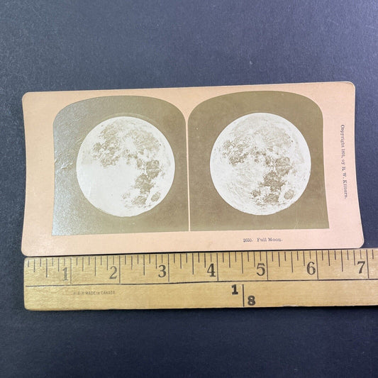 Full Moon In Space Stereoview High Resolution BW Kilburn Antique c1891 X1339