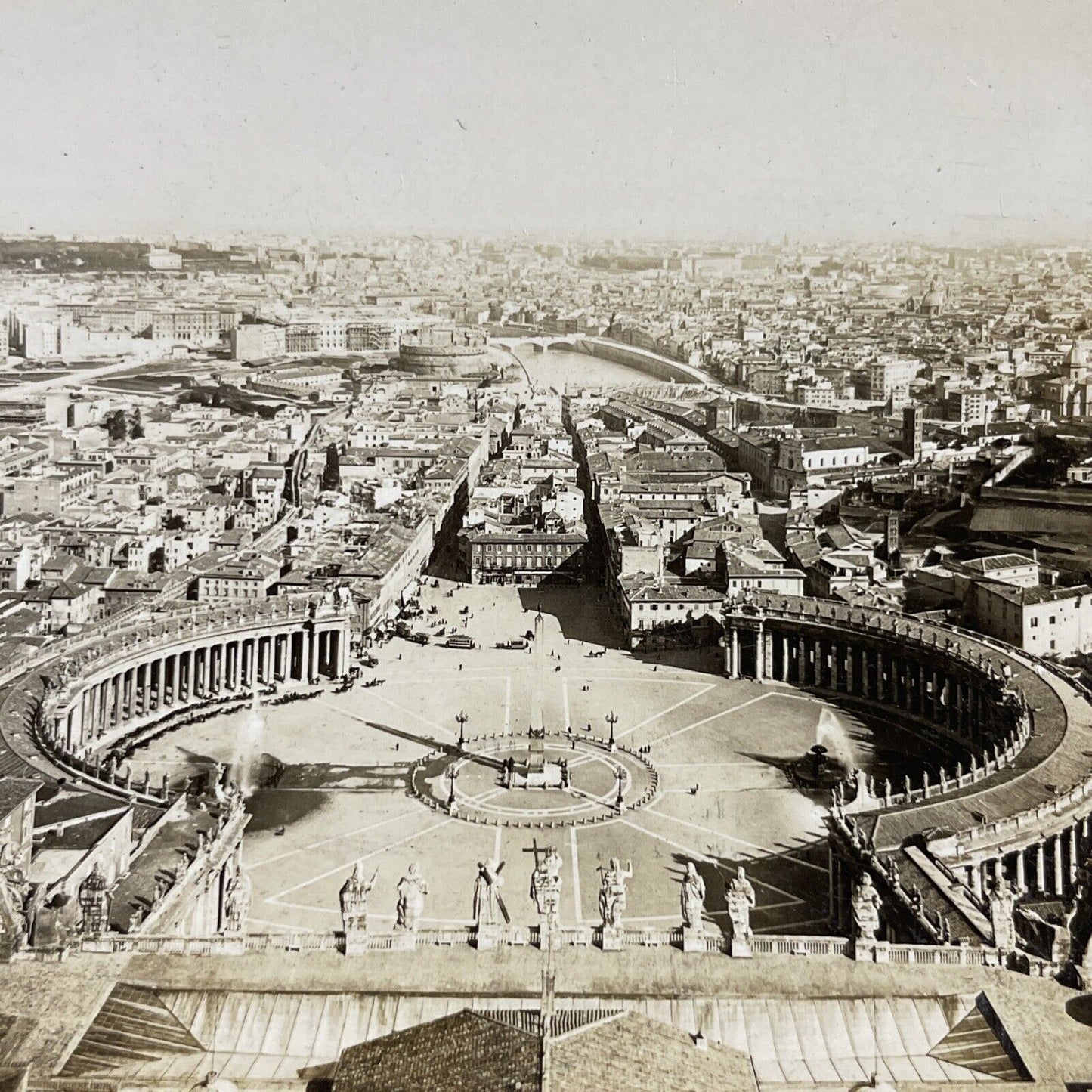 Antique 1901 Man City Street In Rome Italy Stereoview Photo Card P5150