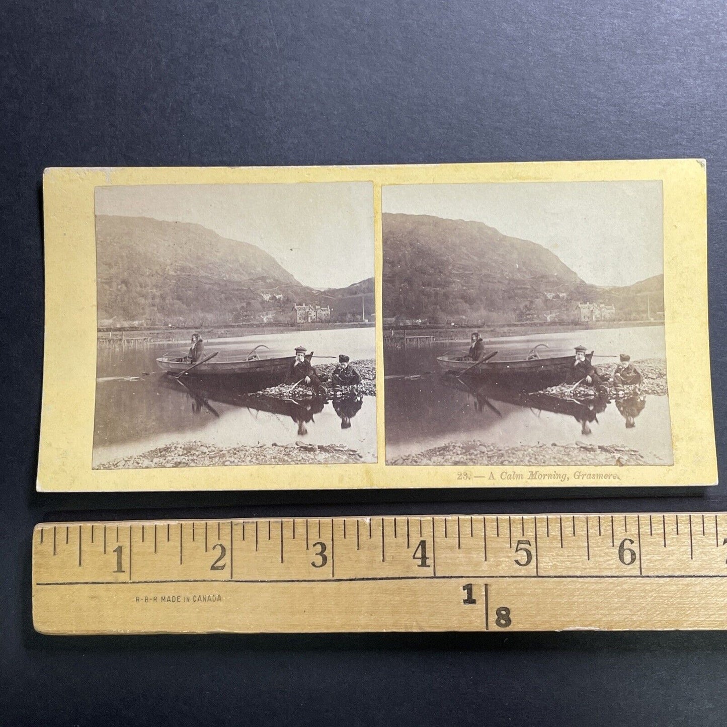 Antique 1862 Children Play At Lake Grasmere UK Stereoview Photo Card P1418