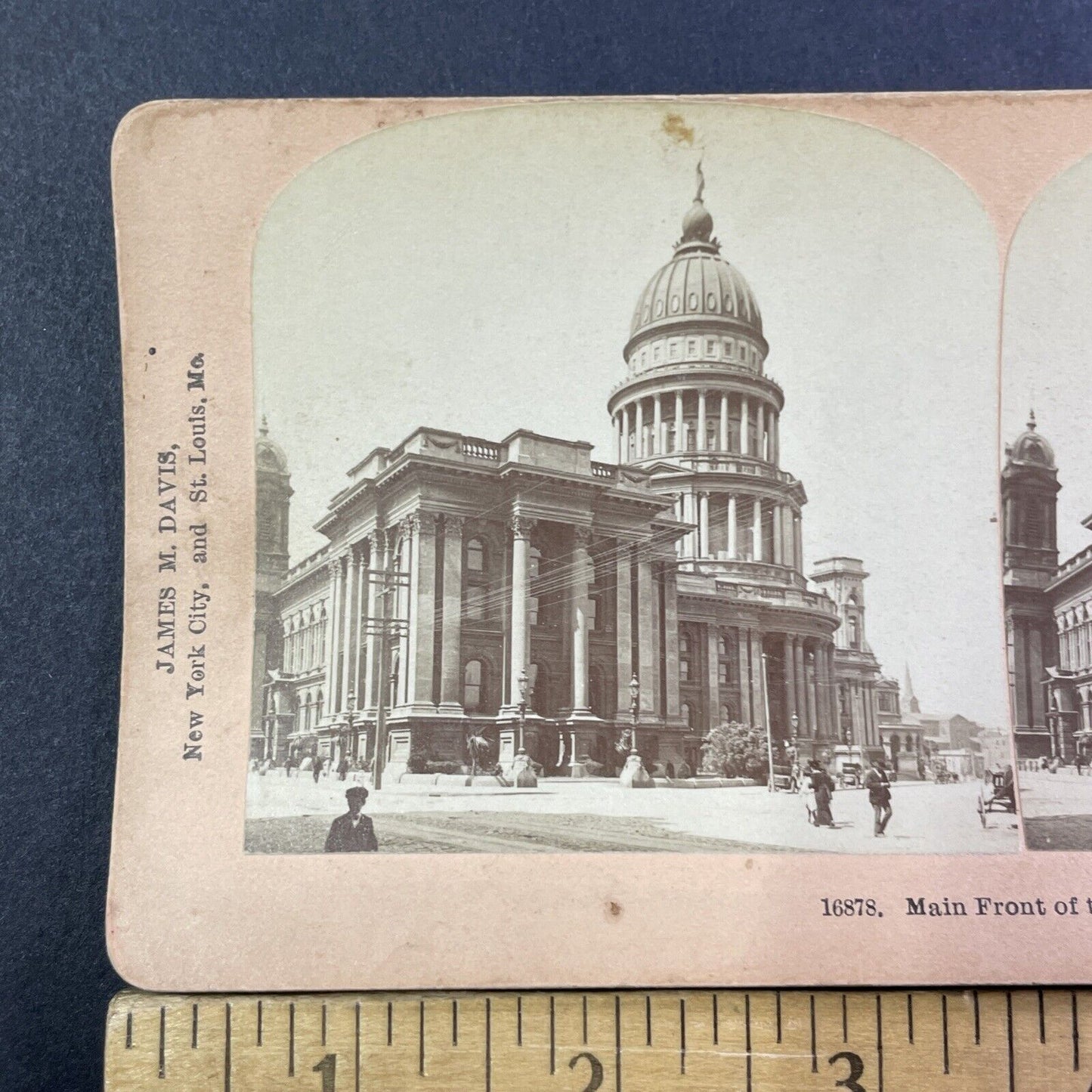 San Francisco City Hall Larkin Street Stereoview Photo Card Antique 1906 X807