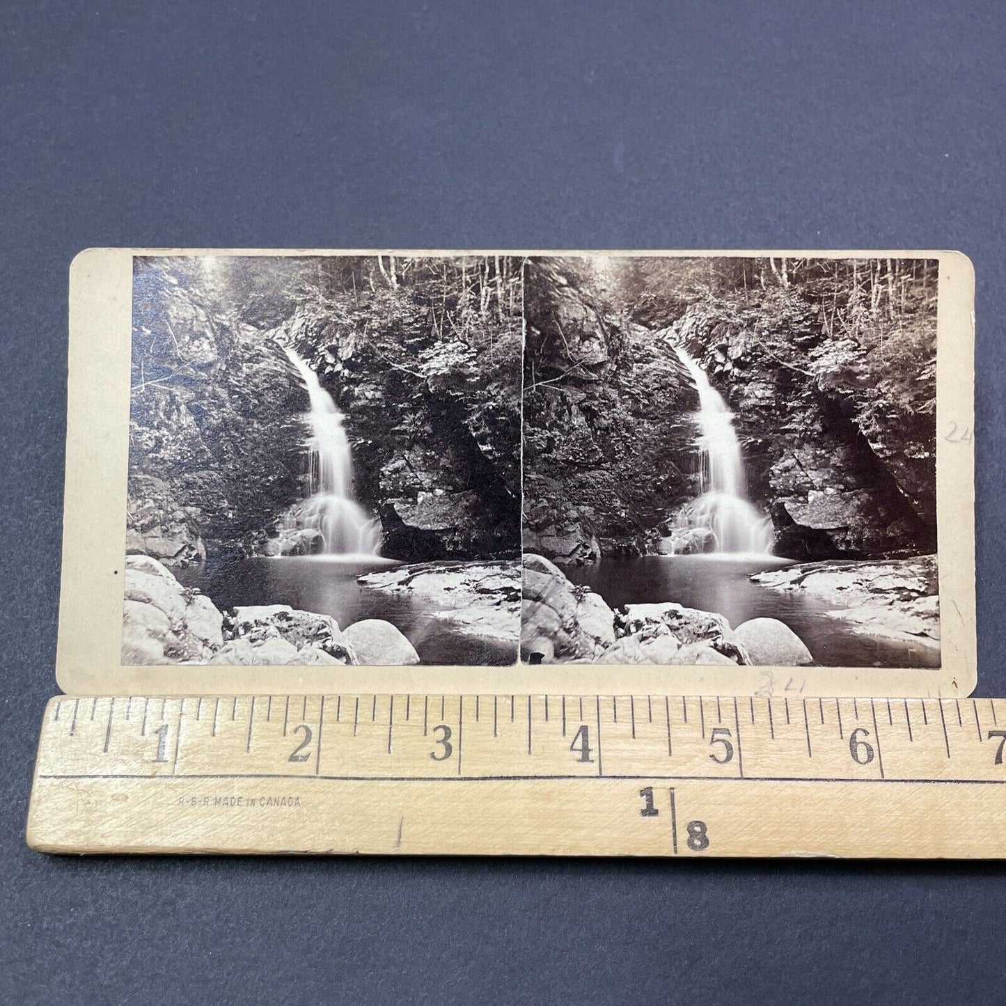 Antique 1865 Glenwood Falls Waterville New Hampshire Stereoview Photo Card V1943