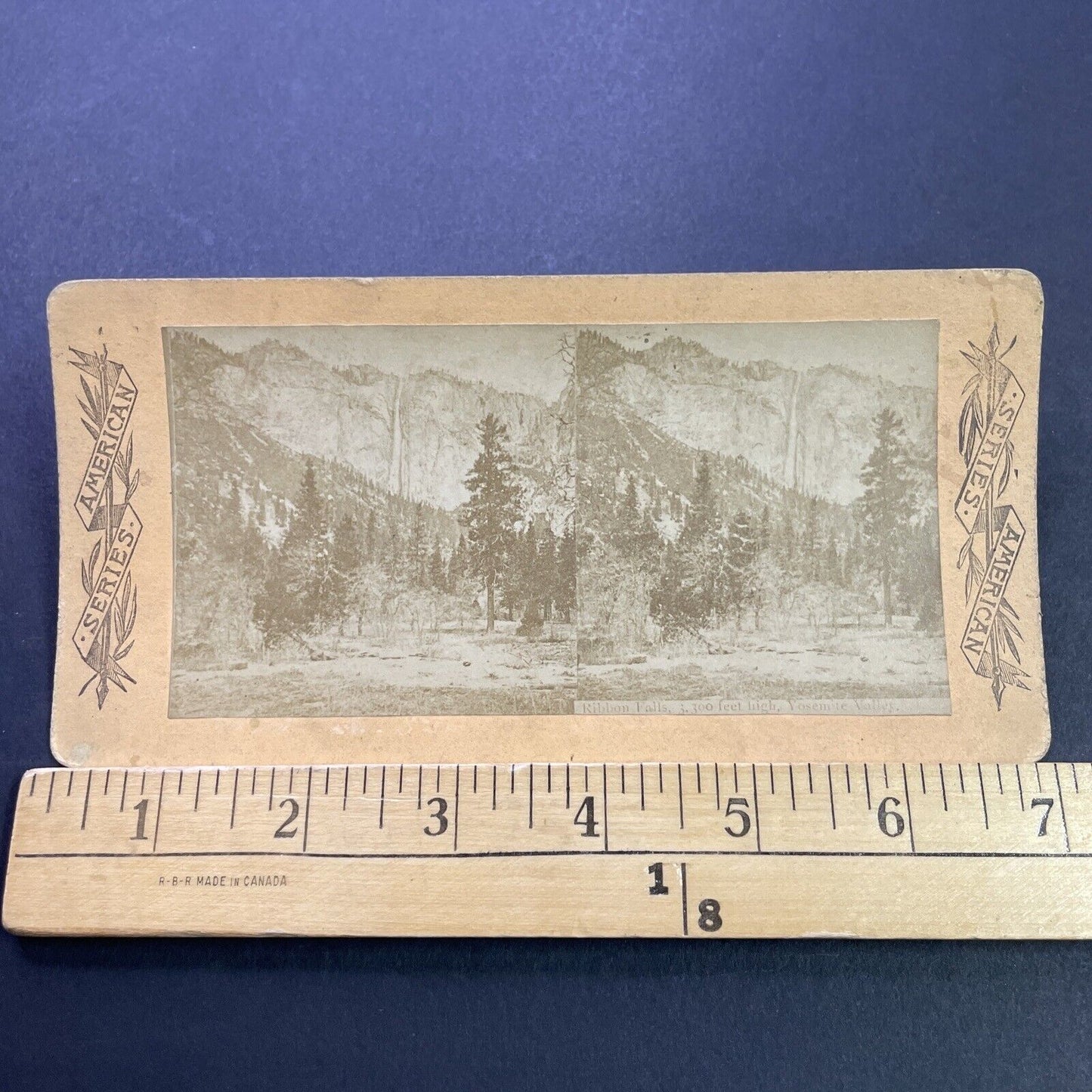 Antique 1870s Ribbon Falls Yosemite California Stereoview Photo Card P3590