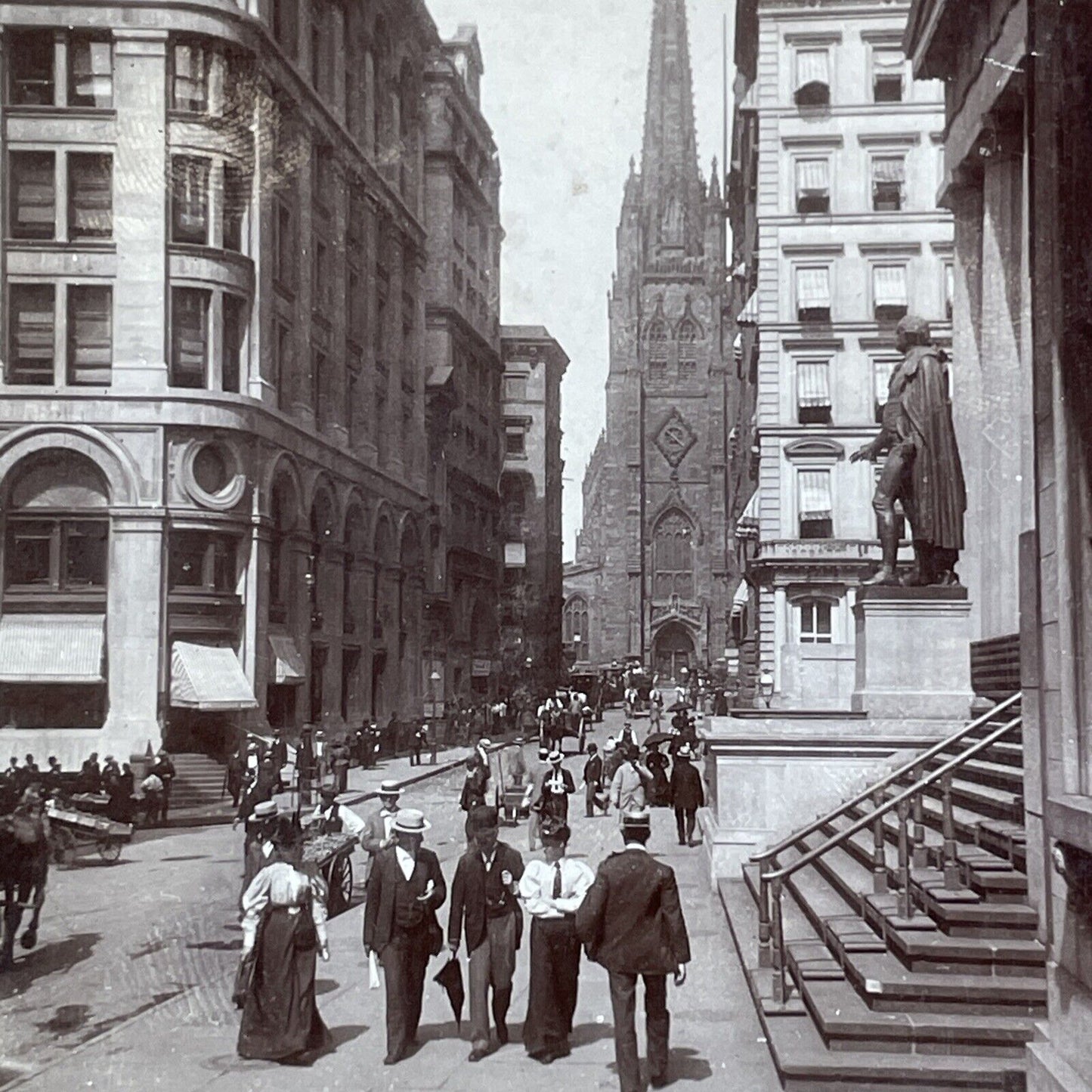 Stock Traders On Wall Street Stereoview Manhattan NY Antique c1895 X3143