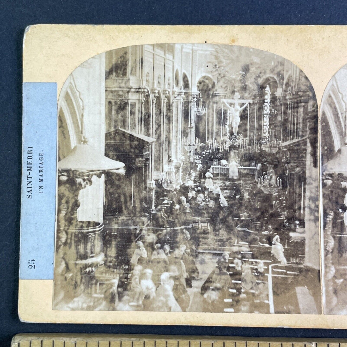 Saint-Merri Church Cathedral Stereoview Paris France Antique c1880 X3599