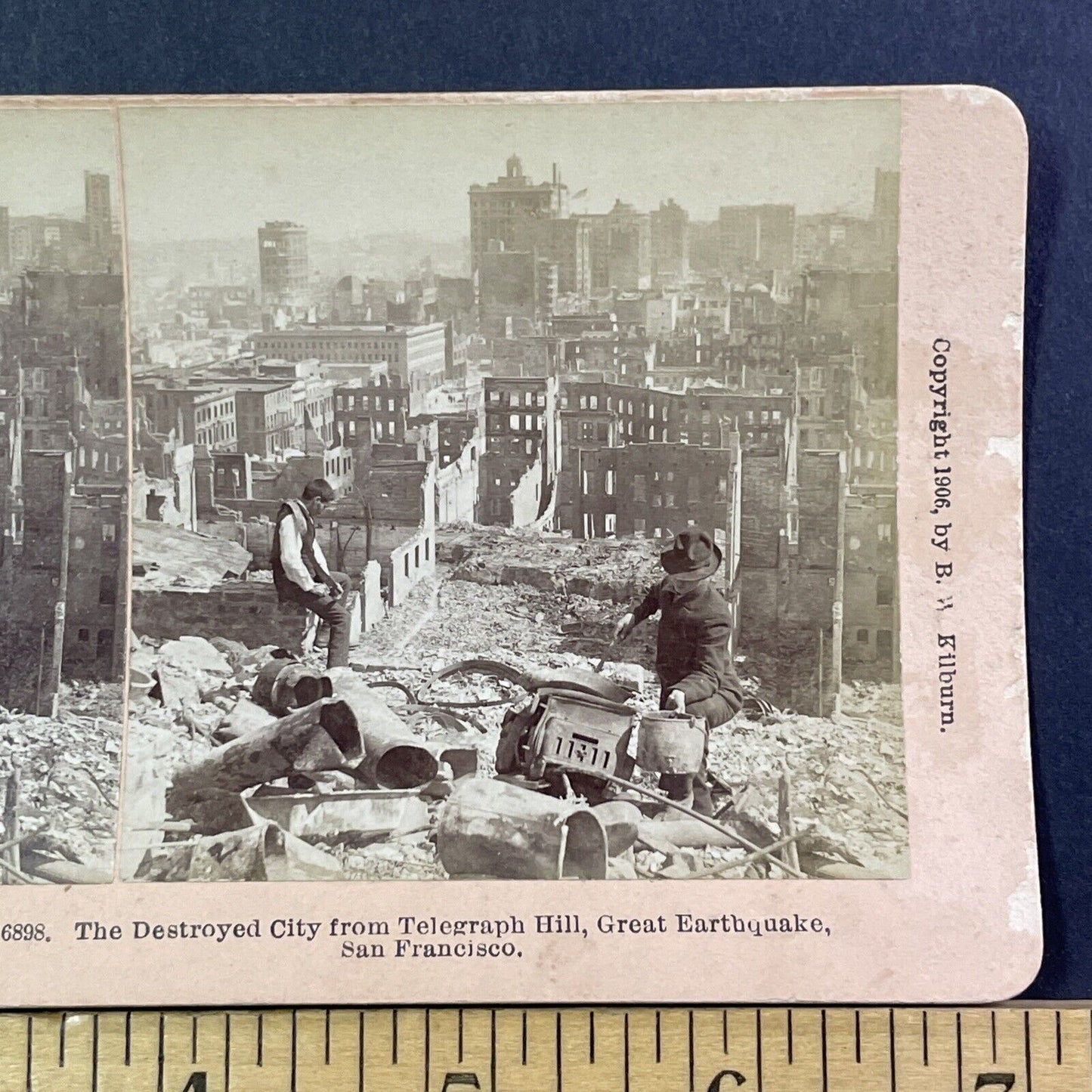 San Francisco Earthquake Telegraph Hill Stereoview Photo Card Antique 1906 X809