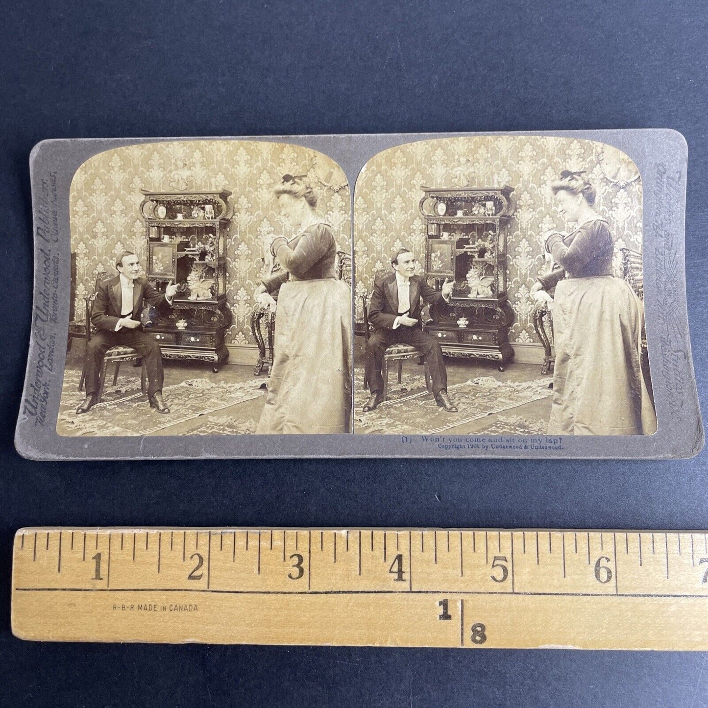 Antique 1901 Young Man Flirting With A Young Lady Stereoview Photo Card P1039