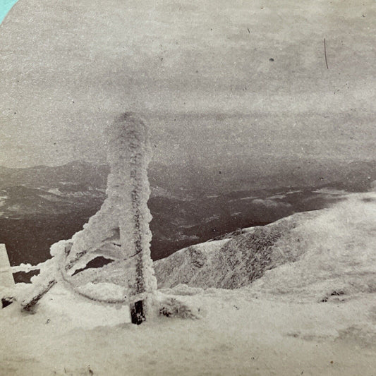 Antique 1871 The Lookout Mt Washington Ice Storm Stereoview Photo Card V1884