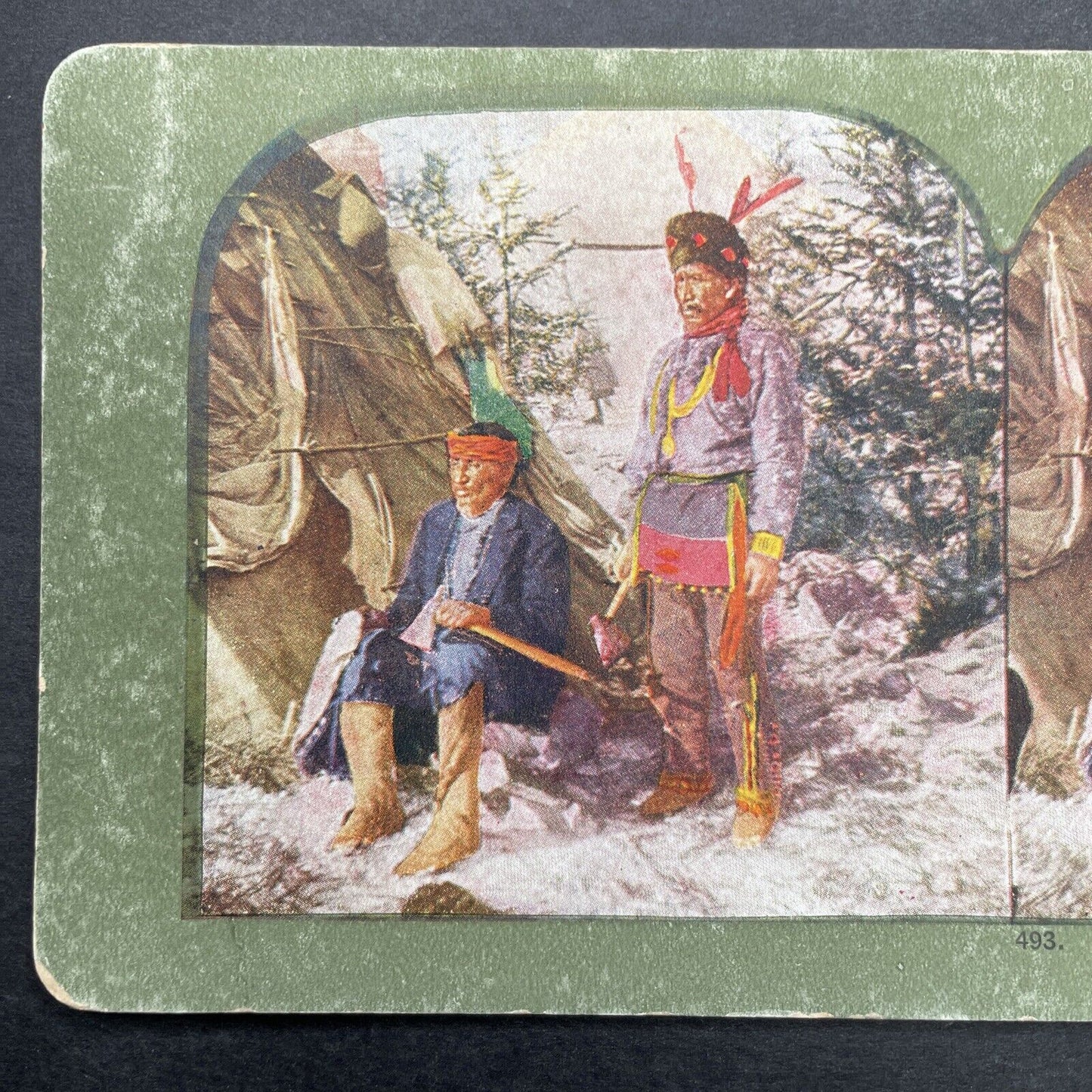 Antique 1899 Sioux Chief Walking Stones In Camp Stereoview Photo Card P580-061