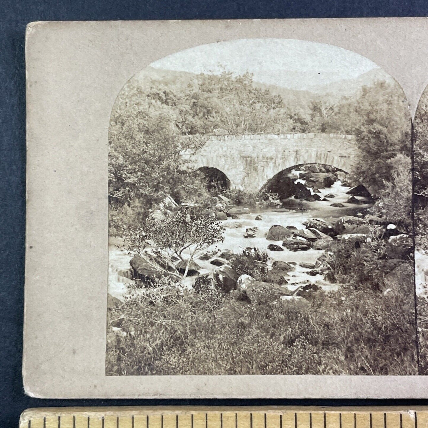 Bridge on the Galway River Ireland Stereoview Early Photo Antique c1855 X3771