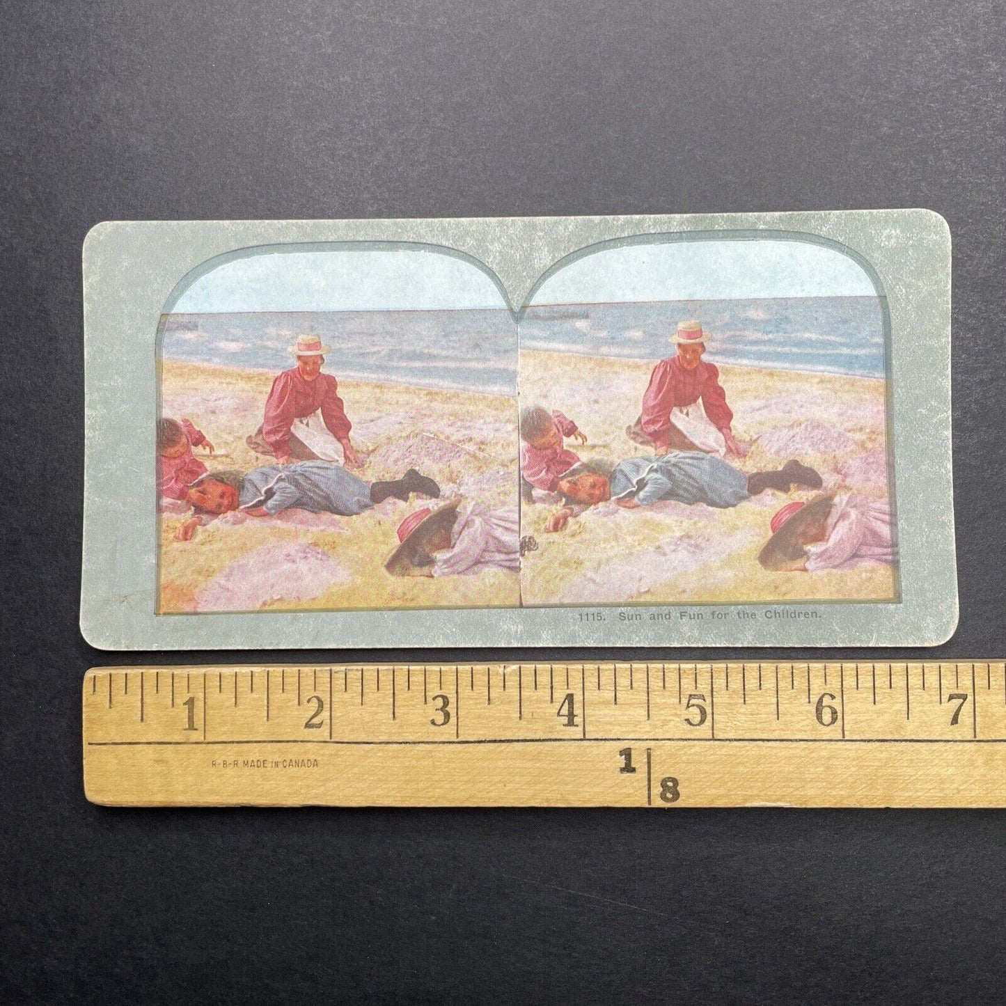 Antique 1892 Mother And Children In Beach Wear Stereoview Photo Card P1241