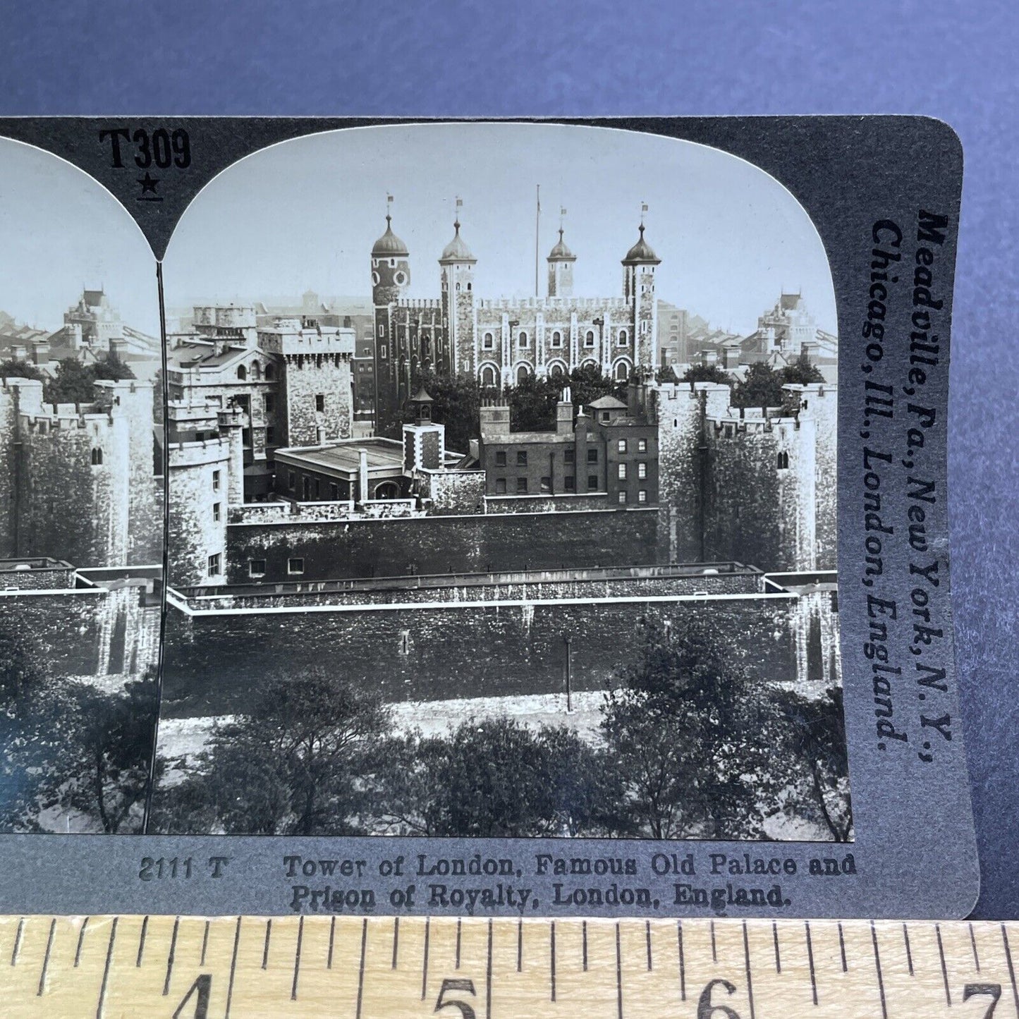 Antique 1909 The Tower Of London England UK Stereoview Photo Card V2856