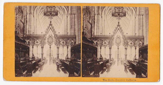 Very Rare! Antique 1871 The Choir, Hereford Cathedral, England Photo Card P025