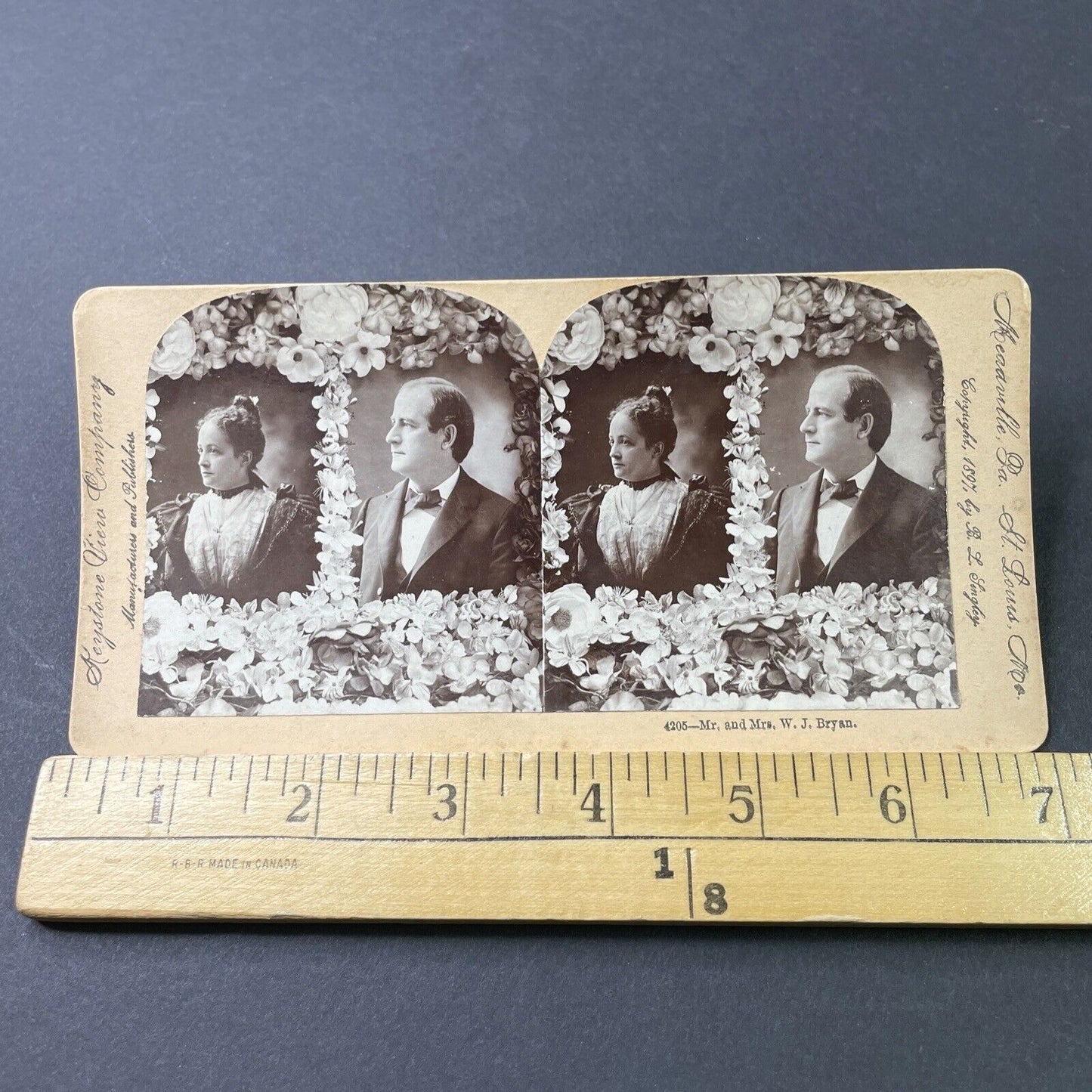 Antique 1897 William Jennings Bryan And His Wife Stereoview Photo Card P3078