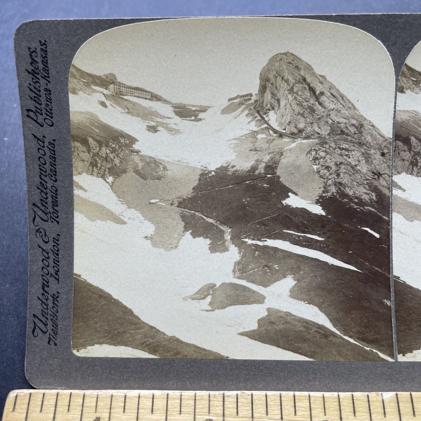 Antique 1897 Mount Pilatus Summit Early Photograph Stereoview Photo Card P2376