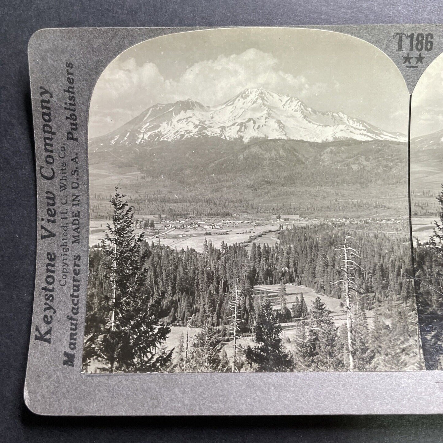 Antique 1910 Mt Shasta Volcano Sisson California Stereoview Photo Card P1343