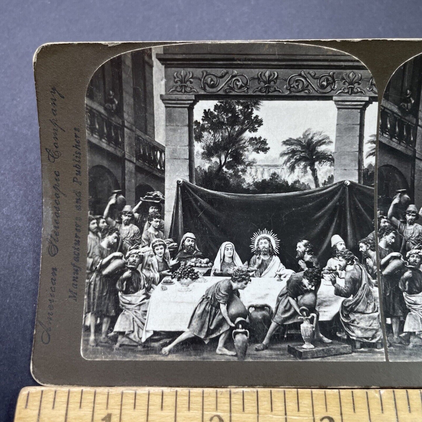 Antique 1880s Jesus And The Wedding At Cana Stereoview Photo Card P3130